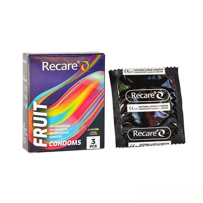Презервативы Holographic Recare Color Fruit Flavour Condoms 3 шт, ароматы: мята, банан, клубника SX3333 фото
