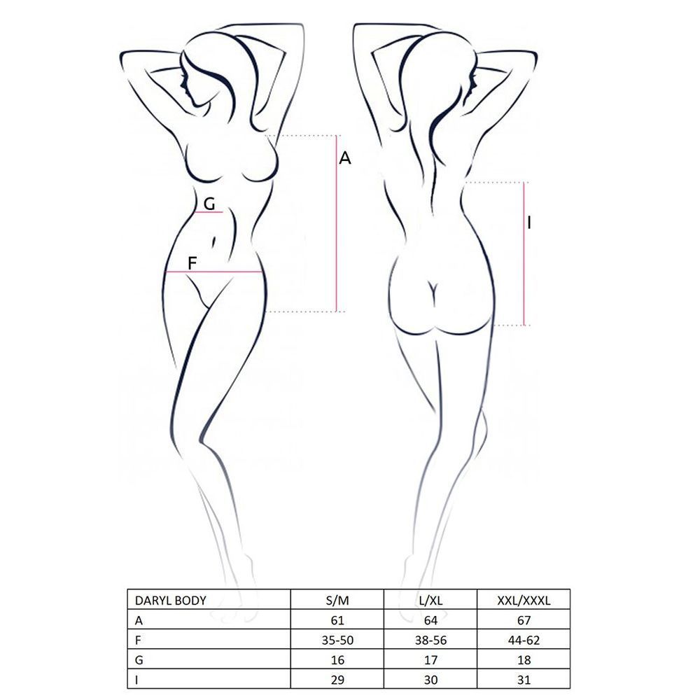 Боди с очень глубоким декольте Passion DARYL BODY L/XL, black EL14801 фото