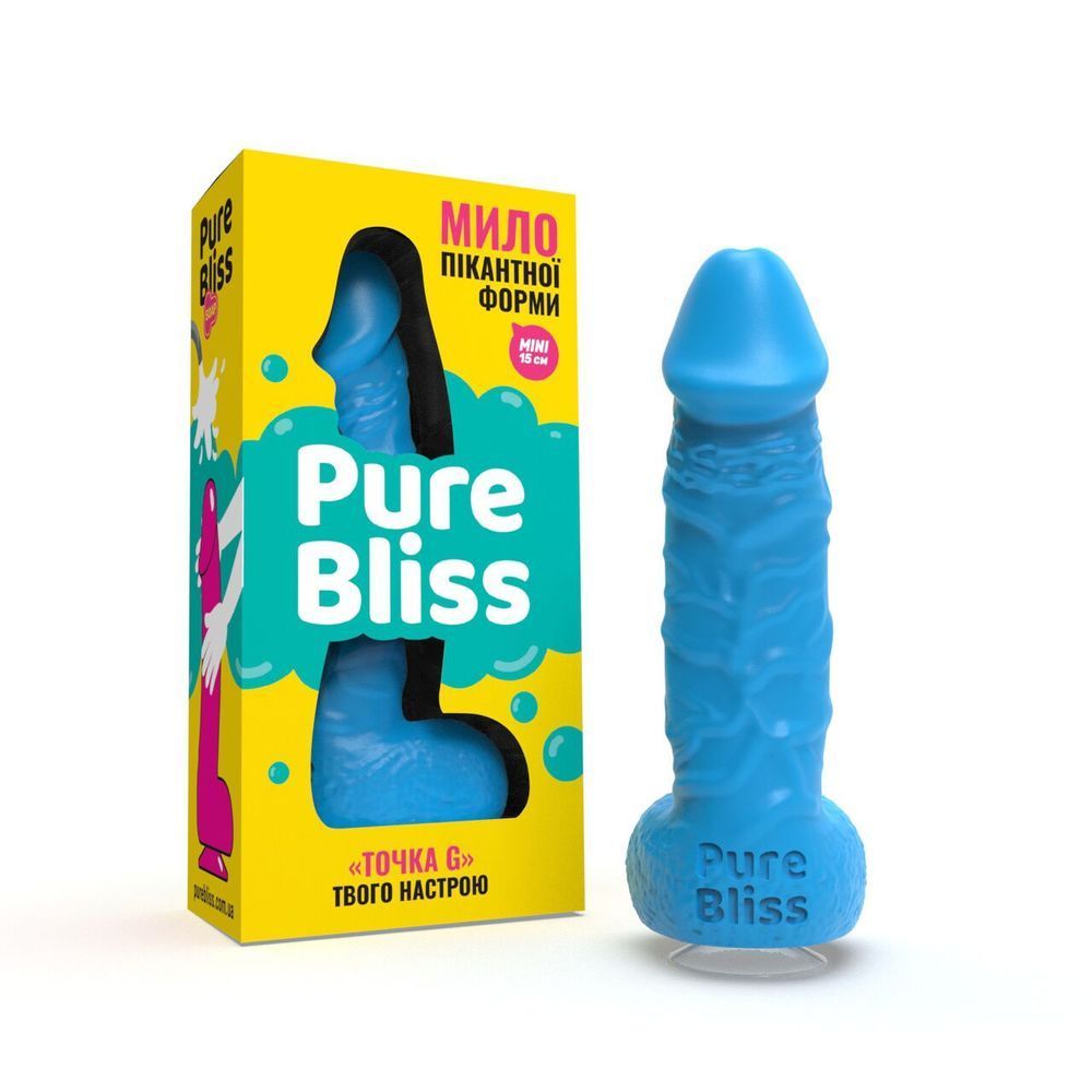 Мыло в форме пениса Pure Bliss MINI Blue, крафтовое мыло-член, натуральное SO6360 фото