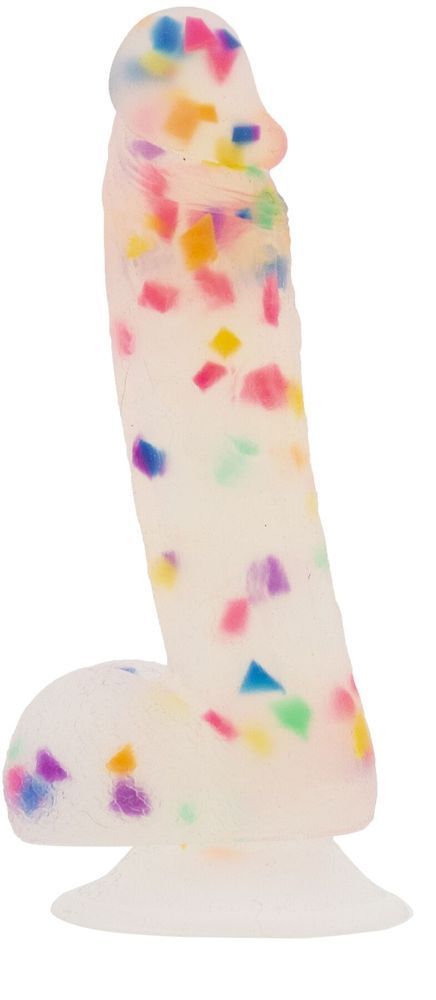 Фаллоимитатор с конфетти ADDICTION - PARTY MARTY 7.5&Prime; - FROST & CONFETTI, 19 см, силикон SO4532 фото