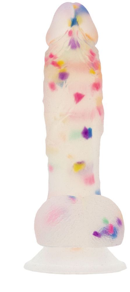 Фаллоимитатор с конфетти ADDICTION - PARTY MARTY 7.5&Prime; - FROST & CONFETTI, 19 см, силикон SO4532 фото
