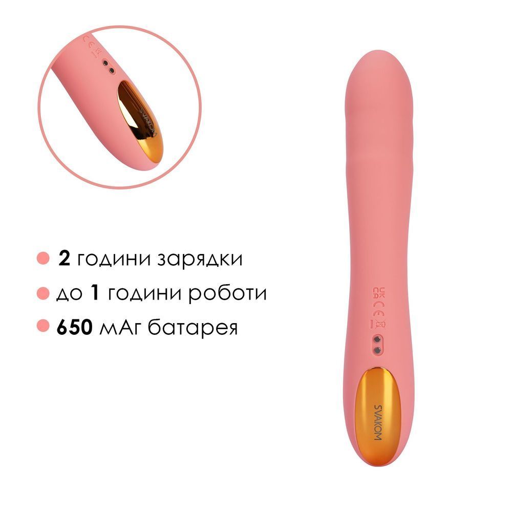 Смарт-вібратор з пульсацією Svakom Ava Neo Peach Pink, 15 режимів роботи, водонепроникний SX1112 фото