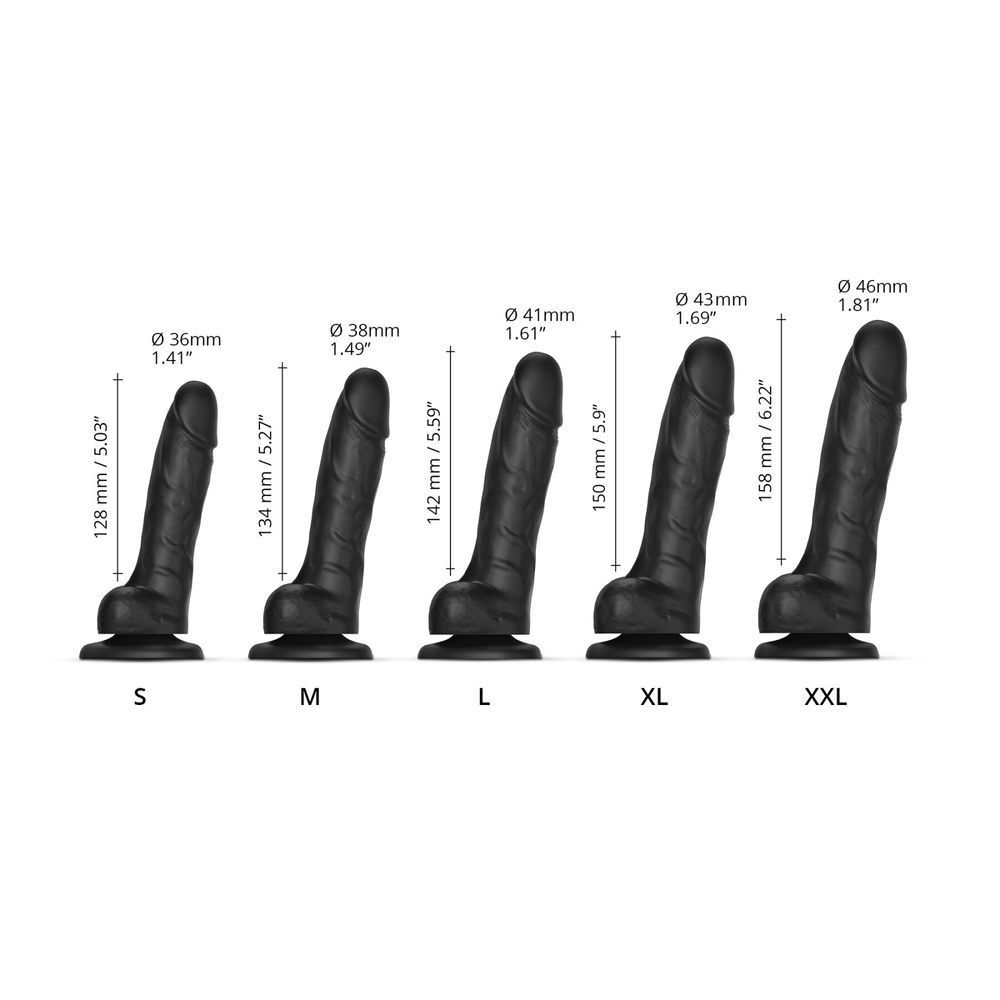 Реалистичный фаллоимитатор Strap-On-Me Sliding Skin Realistic Dildo Black M, эффект подвижной кожи SO6256 фото