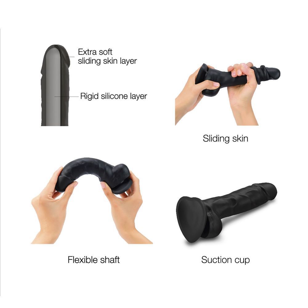 Реалистичный фаллоимитатор Strap-On-Me Sliding Skin Realistic Dildo Black M, эффект подвижной кожи SO6256 фото