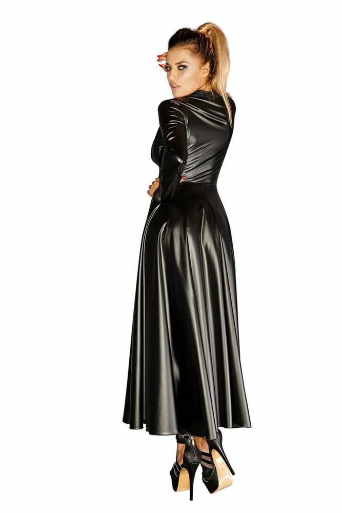 Платье-плащ с мокрым эффектом Noir Handmade F128C Powerwetlook gown coat, M SX0014 фото