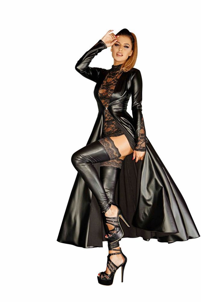Платье-плащ с мокрым эффектом Noir Handmade F128C Powerwetlook gown coat, M SX0014 фото