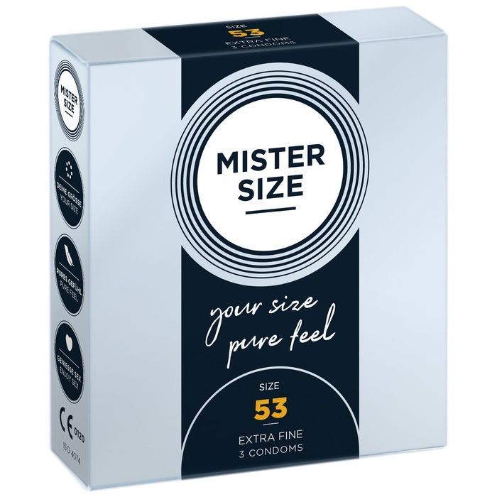 Розпродаж!!! Презервативи Mister Size - pure feel - 53 (3 шт) (термін 05.2026) SO8034-R фото