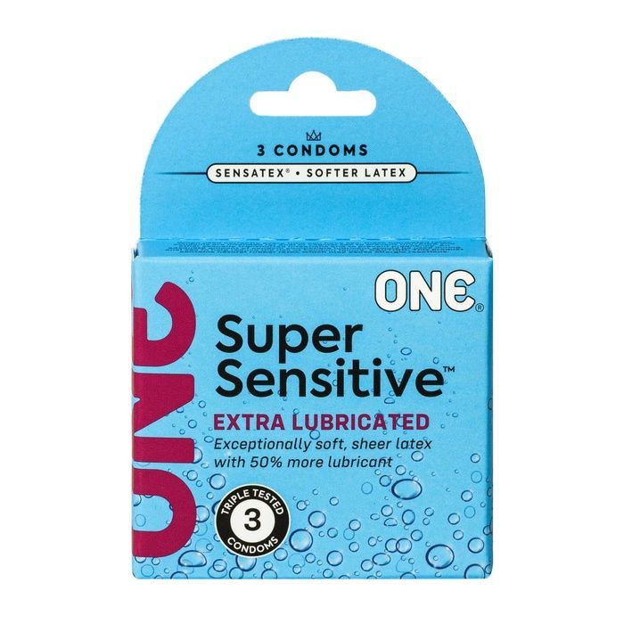Презервативы ONE Super Sensitive, 3 шт, гладкие, с дополнительной смазкой, картонная упаковка SX0779 фото