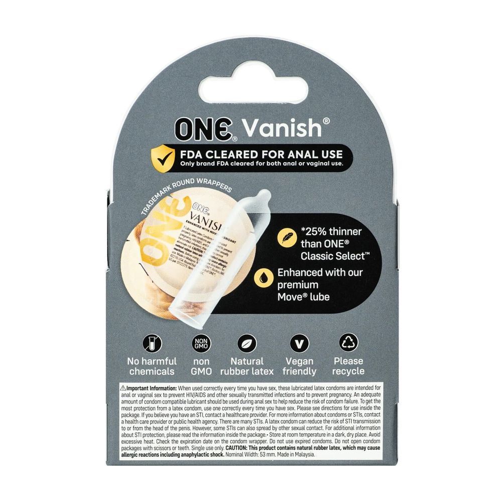 Презервативы ONE Vanish Hyperthin, 3 шт, ультратонкие, со смазкой, картонная упаковка SX0780 фото