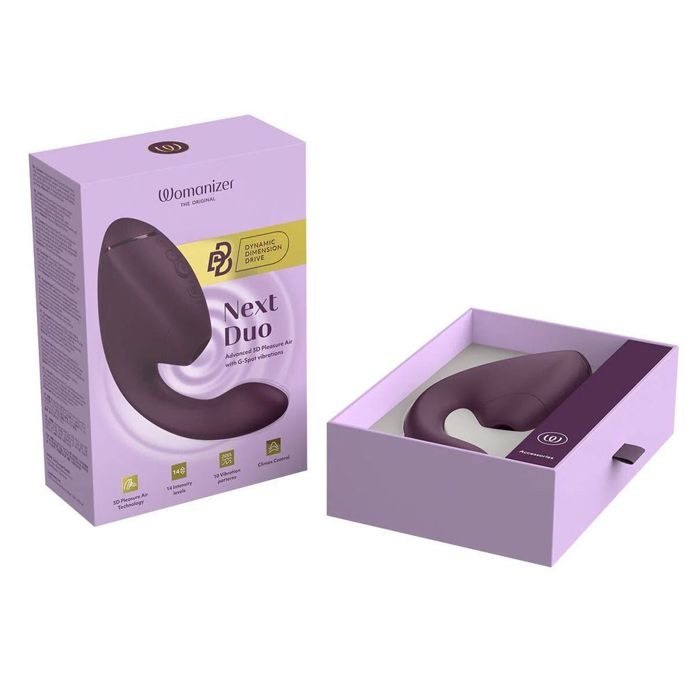 Подвійний вакуумний кліторальний стимулятор з вібрацією Womanizer Next Duo - Dark Purple SX3867 фото