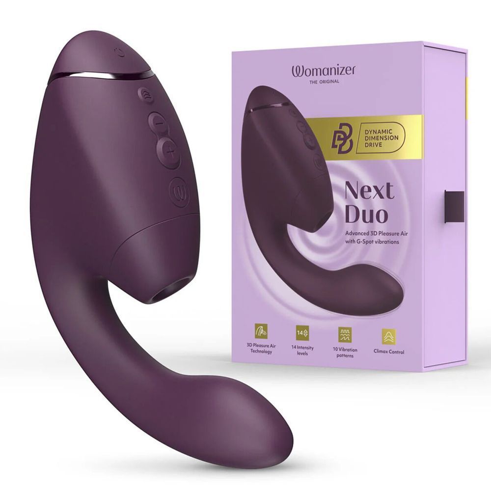 Подвійний вакуумний кліторальний стимулятор з вібрацією Womanizer Next Duo - Dark Purple SX3867 фото