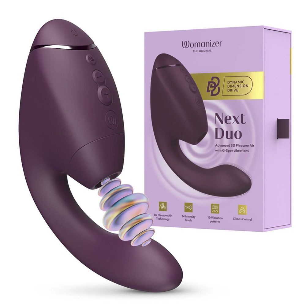 Подвійний вакуумний кліторальний стимулятор з вібрацією Womanizer Next Duo - Dark Purple SX3867 фото