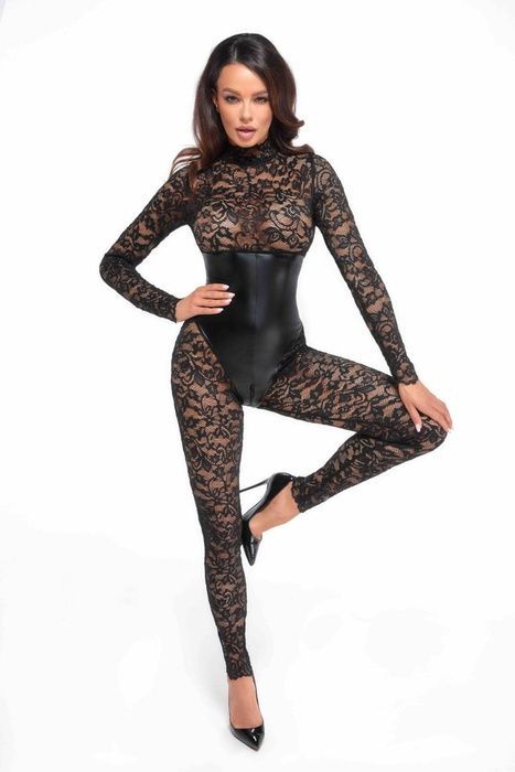 Комбинезон Noir Handmade F299 Enigma, XL, кружево, длинный рукав, имитация корсета, доступ SX0234 фото