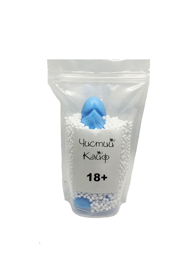 Мило у формі пеніса Чистий Кайф Blue size L, крафтове мило-член, натуральне SO2640 фото