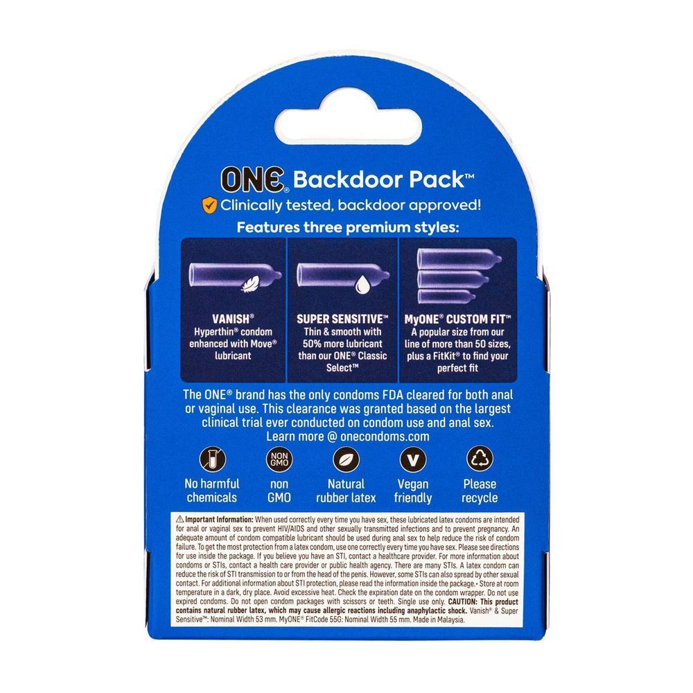 Презервативы ONE Backdoor, 3 шт, 3 вида, картонная упаковка SX0785 фото