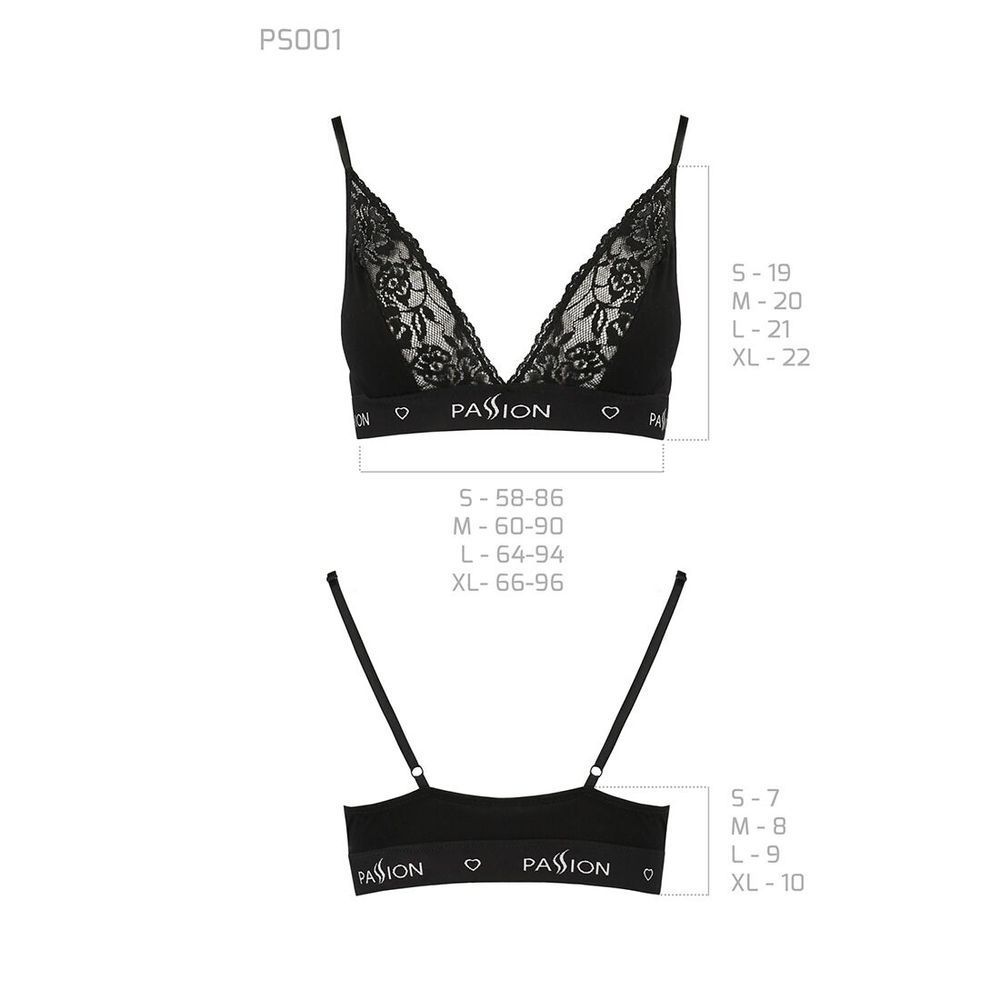 Эластичный топ с кружевом Passion PS001 TOP XL, black SO4178 фото