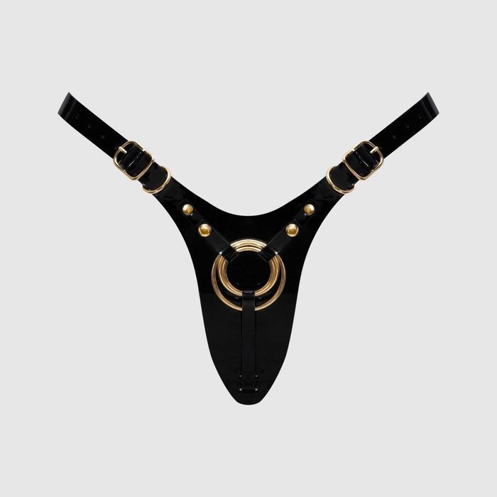 Трусики для страпона Strap-On-Me Leatherette Harness Fabulous - One Size - Black Glossy SX2852 фото