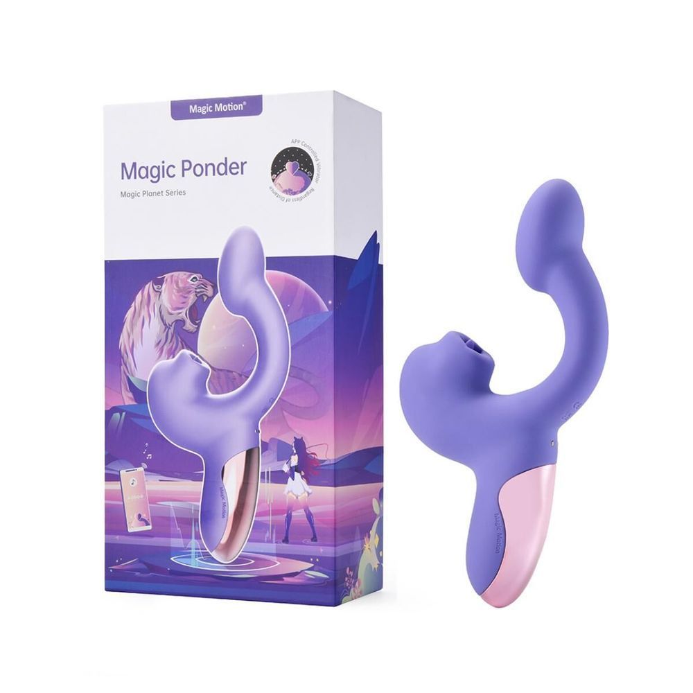 Смарт-вибратор Magic Motion Ponder Purple, двойная стимуляция, виброяйцо+язычок для клитора SX3228 фото