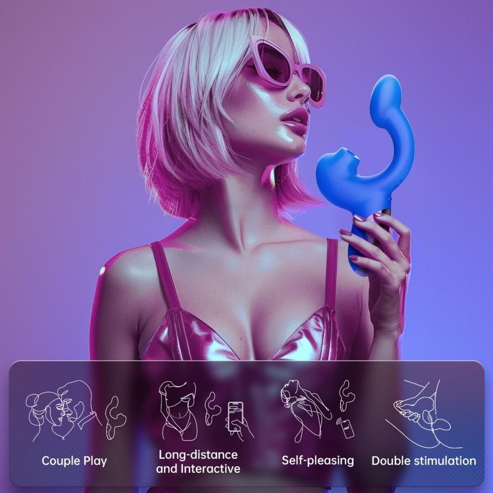 Смарт-вибратор Magic Motion Ponder Blue, двойная стимуляция, виброяйцо+язычок для клитора SX3229 фото