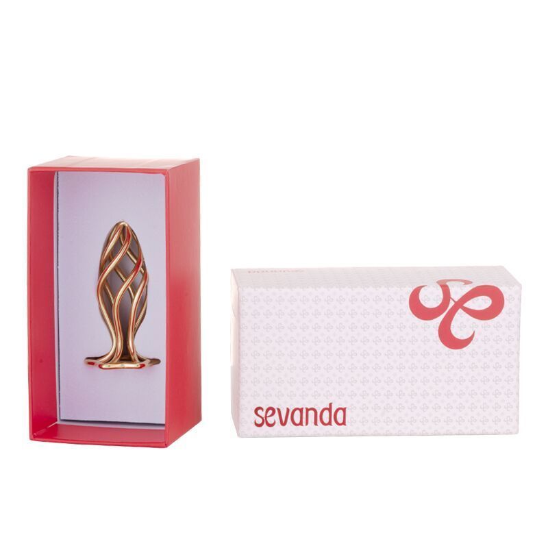 Металлическая анальная пробка LOCKINK SEVANDA Hollow Spiral Golden, M, золотистая, диаметр 3 см SX0883 фото