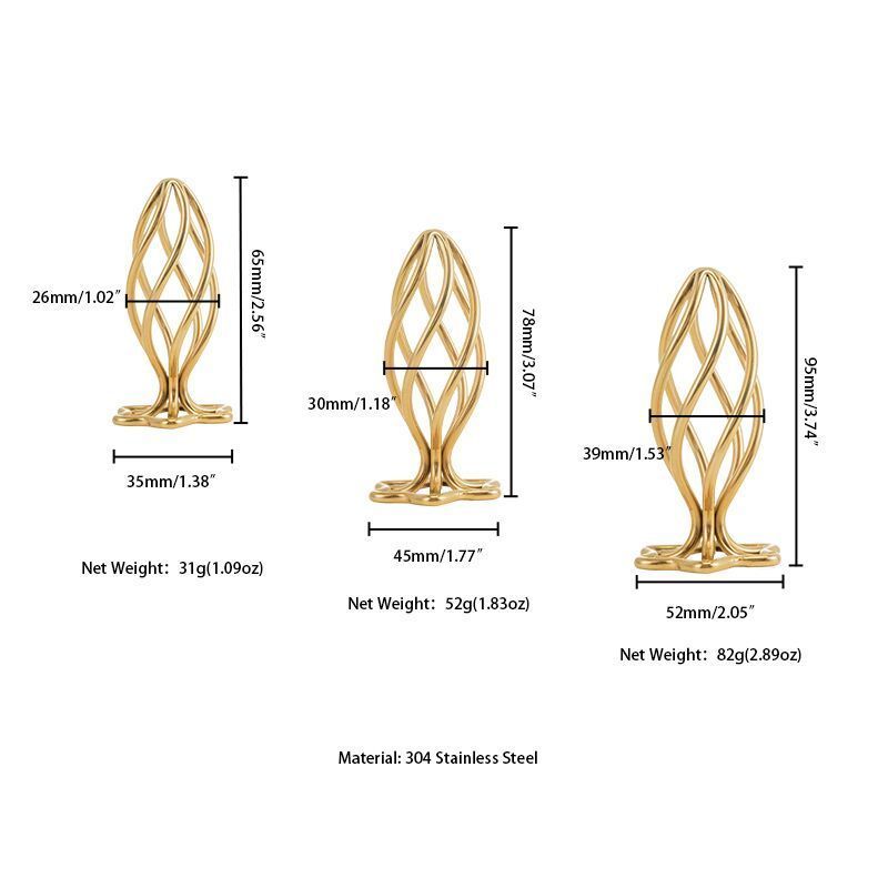 Металлическая анальная пробка LOCKINK SEVANDA Hollow Spiral Golden, M, золотистая, диаметр 3 см SX0883 фото