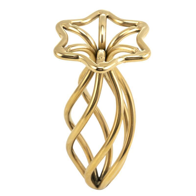 Металлическая анальная пробка LOCKINK SEVANDA Hollow Spiral Golden, M, золотистая, диаметр 3 см SX0883 фото