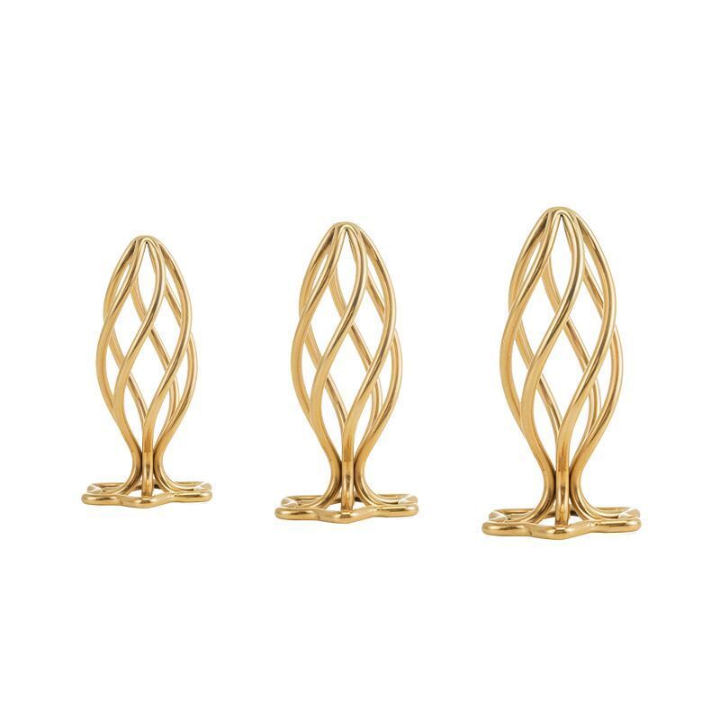 Металлическая анальная пробка LOCKINK SEVANDA Hollow Spiral Golden, M, золотистая, диаметр 3 см SX0883 фото