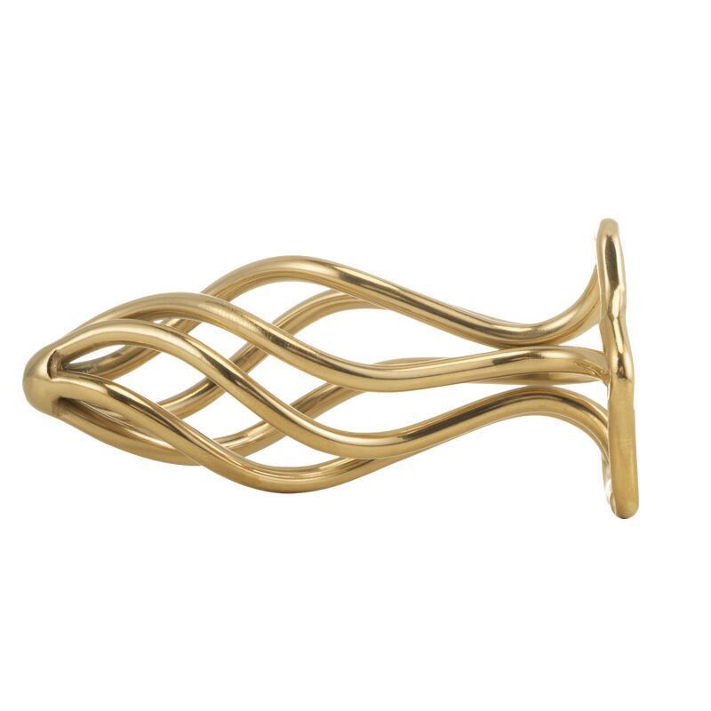 Металлическая анальная пробка LOCKINK SEVANDA Hollow Spiral Golden, M, золотистая, диаметр 3 см SX0883 фото