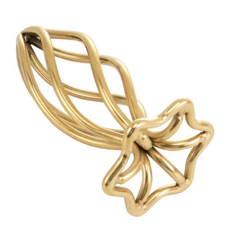 Металлическая анальная пробка LOCKINK SEVANDA Hollow Spiral Golden, M, золотистая, диаметр 3 см SX0883 фото