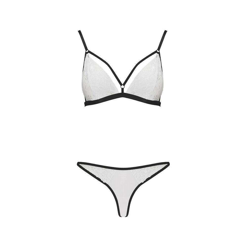 Комплект білизни Passion ORIHIME SET L/XL, white, стрепи, ліф і трусики EL16407 фото