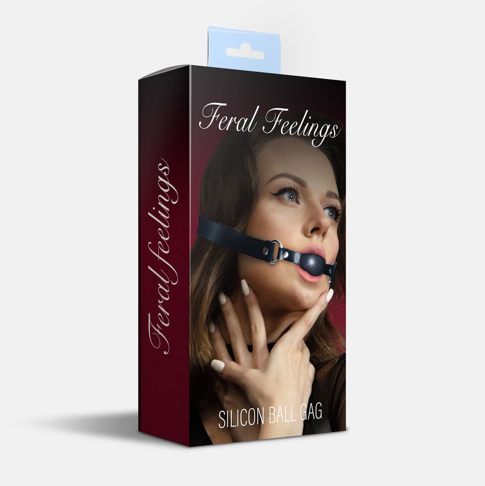 Кляп силиконовый Feral Feelings Silicon Ball Gag Black/Black, черный ремень, черный шарик SO8265 фото