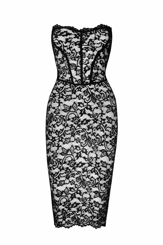 Платье Noir Handmade F301 Catalyst, XXL, black, миди, кружево, открытые плечи, шнуровка на спине SX0247 фото