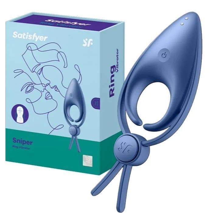 Ерекційне віброкільце ласо з регулюванням розміру Satisfyer Sniper Blue SO6080 фото