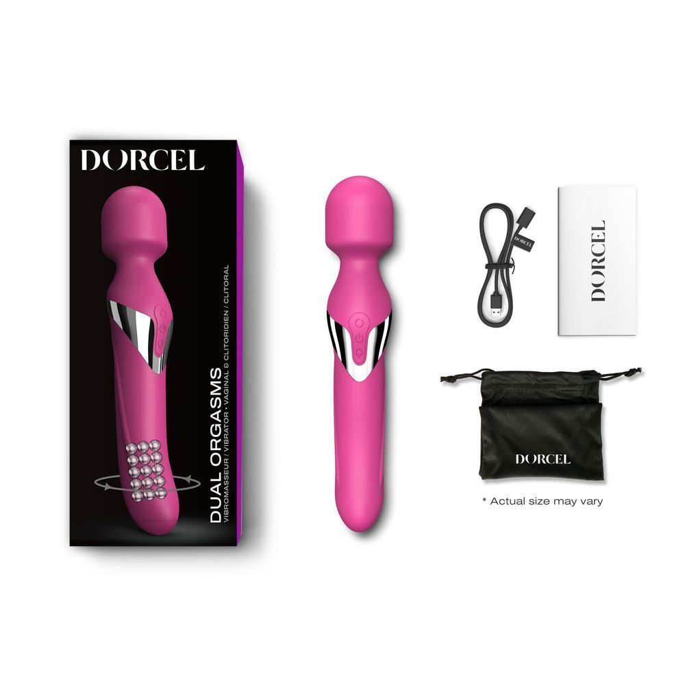 Вібромасажер 2в1 Dorcel Dual Orgasms Magenta класичний масажер і вібратор з перлинним масажем SO3090 фото
