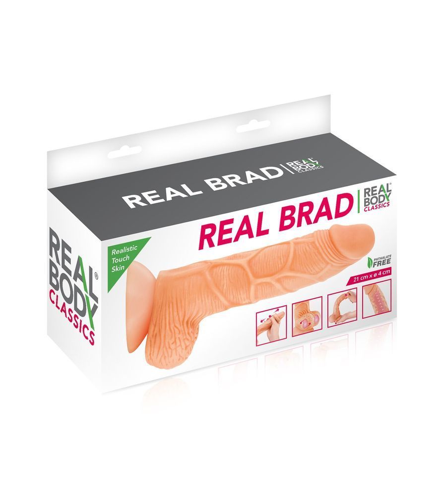 Фалоімітатор із рухомою крайньою плоттю Real Body &mdash; Real Brad, діаметр 4 см, TPE SO1889 фото