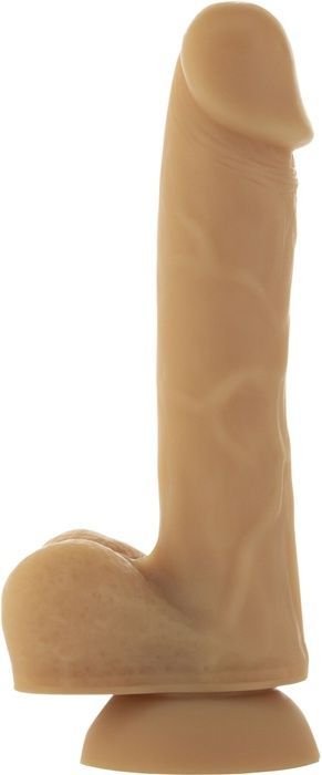 Гибкий фаллоимитатор на присоске ADDICTION &mdash; ANDREW 8&Prime; Silicone Dong &mdash; Caramel, вибропуля в подарок SO5579 фото