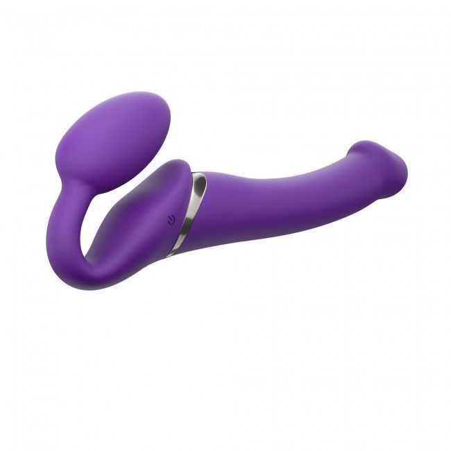Безремінний страпон з вібрацією Strap-On-Me Vibrating Violet M, діаметр 3,8 см, пульт ДК, регульований SO3825 фото