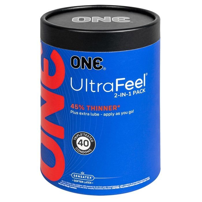 Презервативы ONE Ultra Feel, ультратонкие, с дополнительной смазкой, 40 шт, подарочная упаковка-тубус SX0797 фото