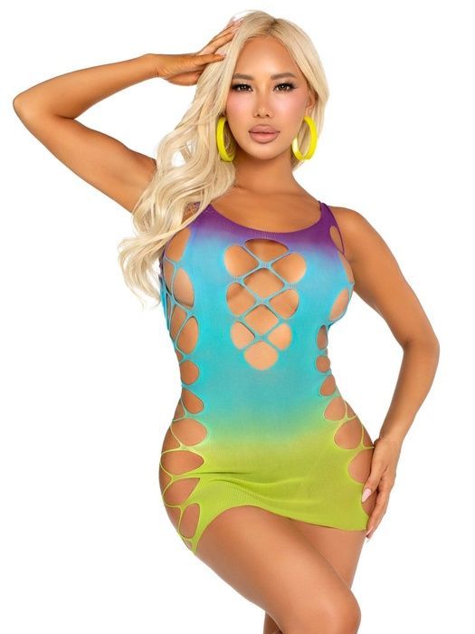 Платье Leg Avenue Seamless Ombre Faux Lace Up Mini Dress One Size Ocean SX2775 фото