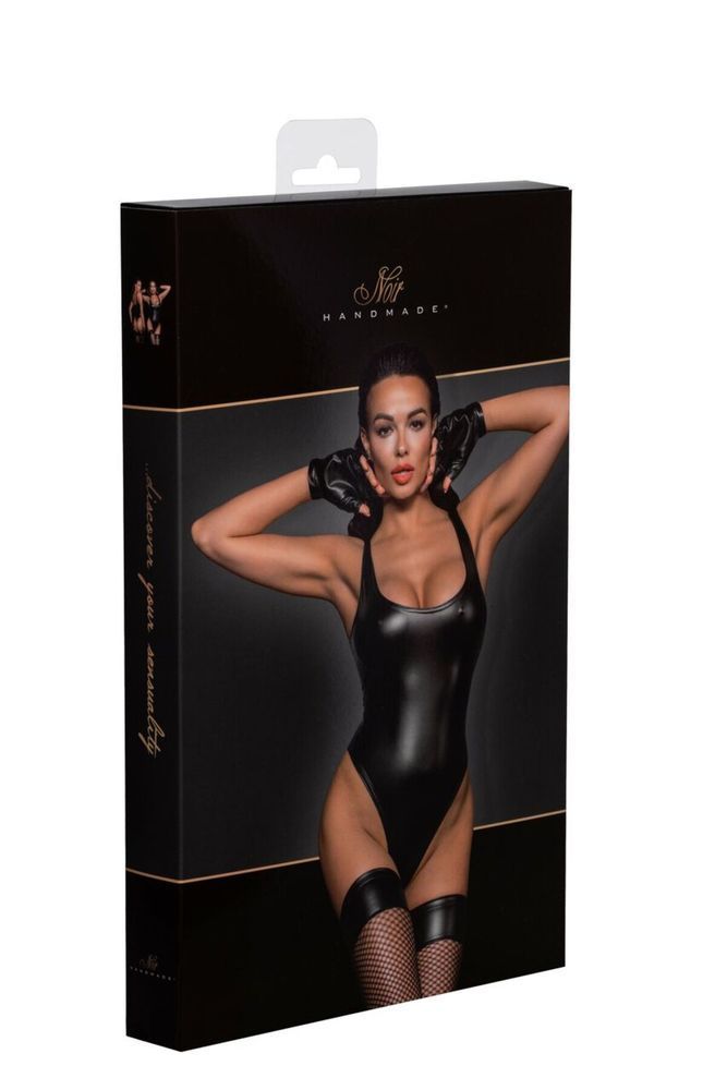 Боди с мокрым эффектом Noir Handmade F244 Powerwetlook body with high cut bottom hem, XL SX0164 фото