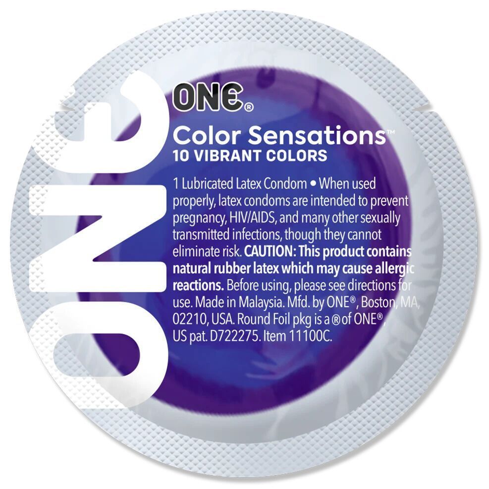 Презерватив ONE Color Sensations Struck by ONE, 1 шт, лавандово-бузковий, гладенький, зі змазкою SX0769 фото