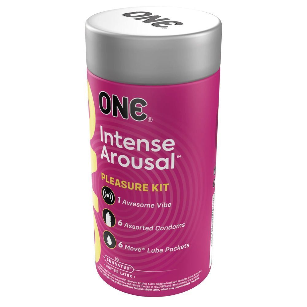Подарунковий набір ONE Intense Arousal, у комплекті 6 презервативів, 6 саше з лубрикантом, віброкільце SX0798 фото
