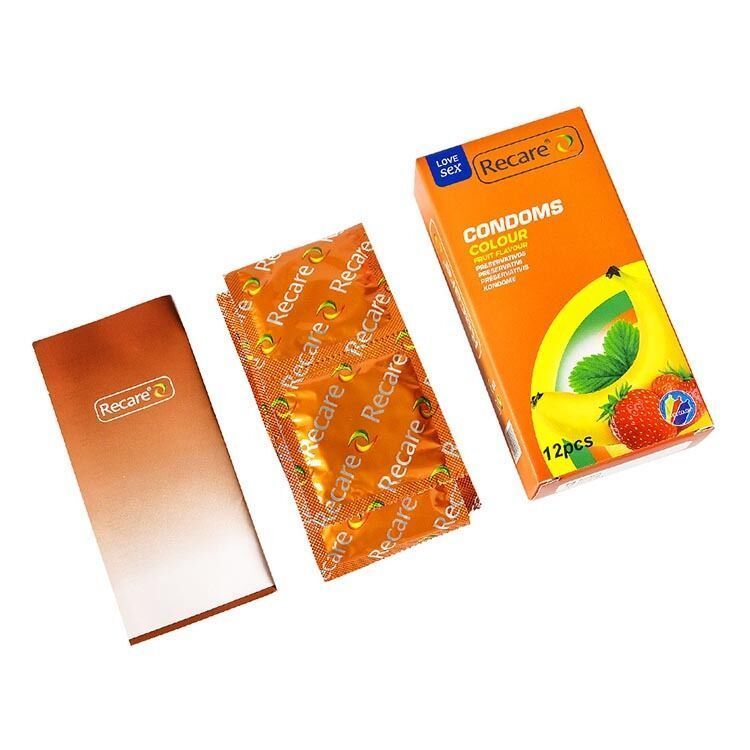 Презервативи Recare Color Fruit Flavour Condoms 12 шт, аромати: м'ята, банан, полуниця SX3323 фото