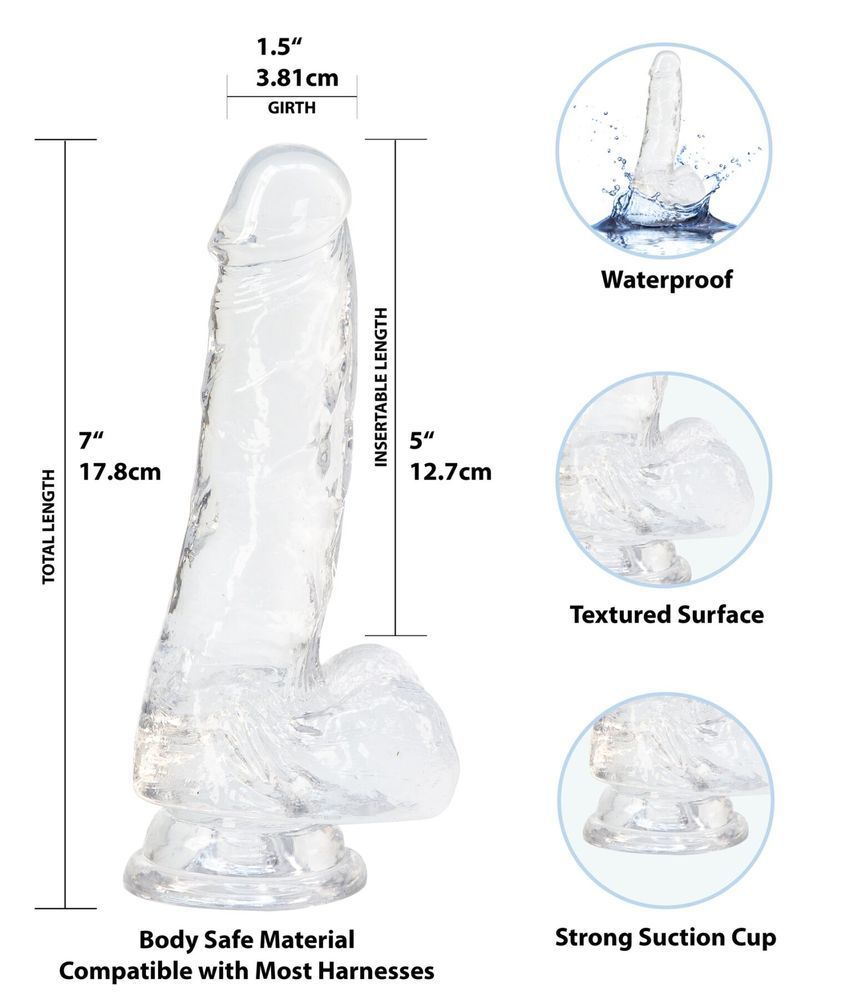 Прозрачный фаллоимитатор на присоске ADDICTION &mdash; Clear Dildo with Balls 7&Prime;, вибропуля в подарок SO5581 фото