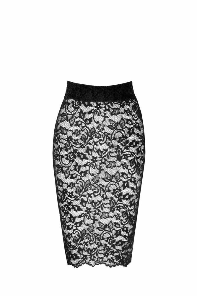 Юбка Noir Handmade F302 Ambivalence, XXL, black, кружево, длина за колени, шнуровка сзади SX0253 фото