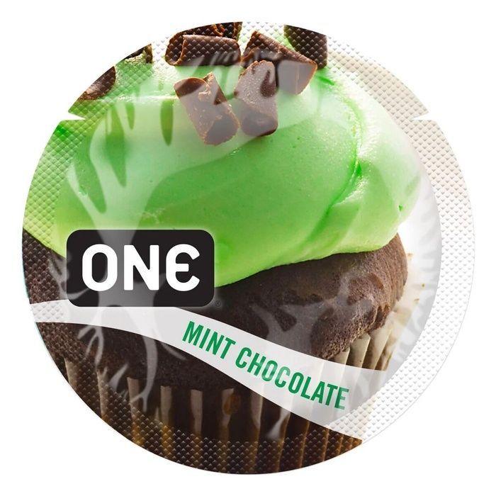 Ароматизований презерватив ONE FlavorWaves Mint Chocolate, 1 шт, зелений, запах м&rsquo;ятного шоколаду SX0749 фото