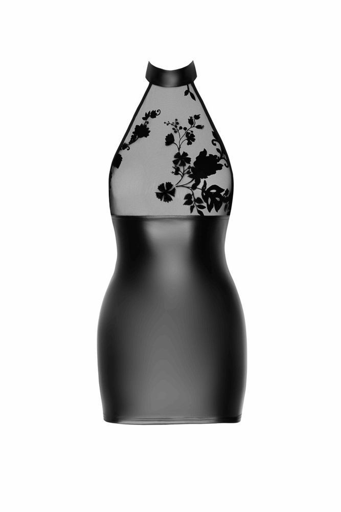 Сукня Noir Handmade F311 Eros, L, black, міні, спідниця під латекс, верх &mdash; сітка, відкрита спина SX0305 фото
