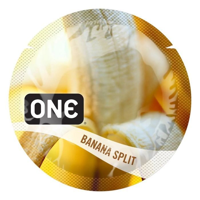 Ароматизований презерватив ONE FlavorWaves Banana Split, 1 шт, жовтий, запах бананового десерту SX0753 фото