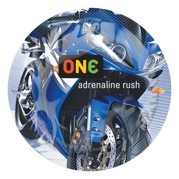 Презерватив ONE Color Sensations ONE adrenaline rush, 1 шт, синій, гладенький, зі змазкою SX0765 фото