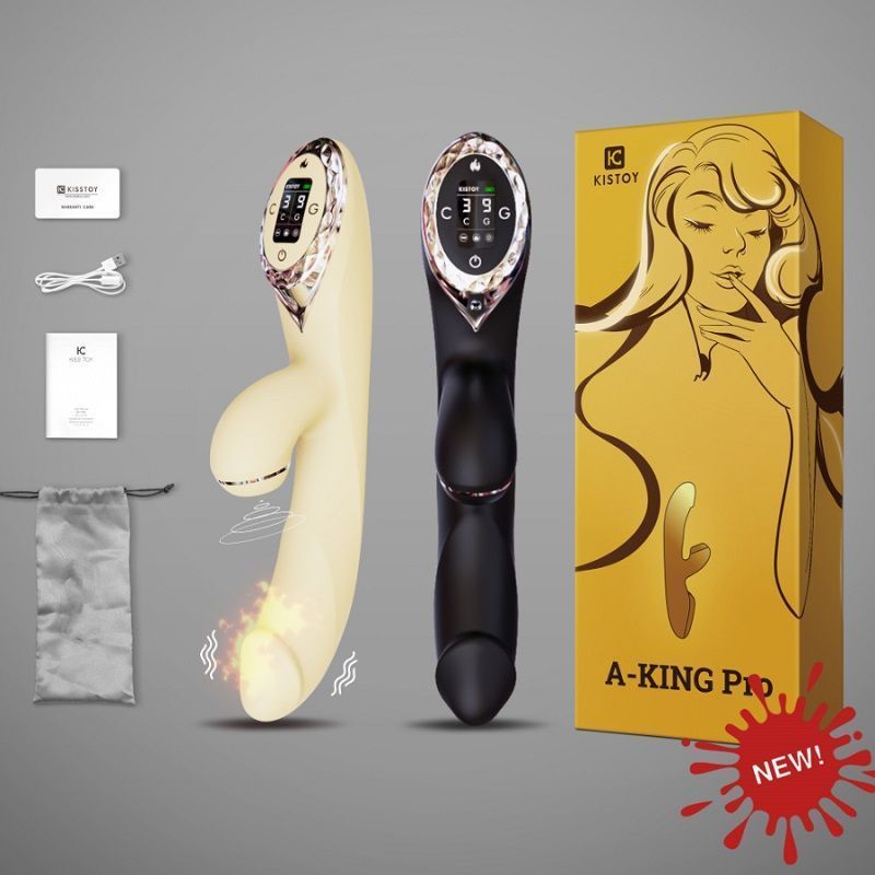 Вакуумный вибратор-кролик с подогревом KISTOY A-King Pro Black, с LED-экраном SO4080 фото